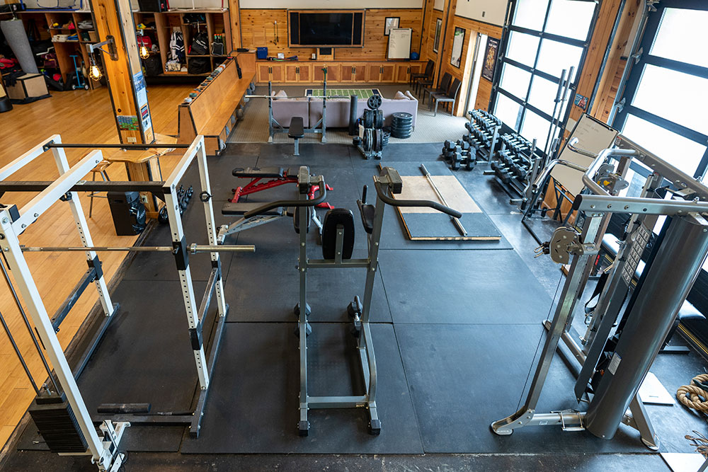 The FoxHole Gym with weights and exercise space